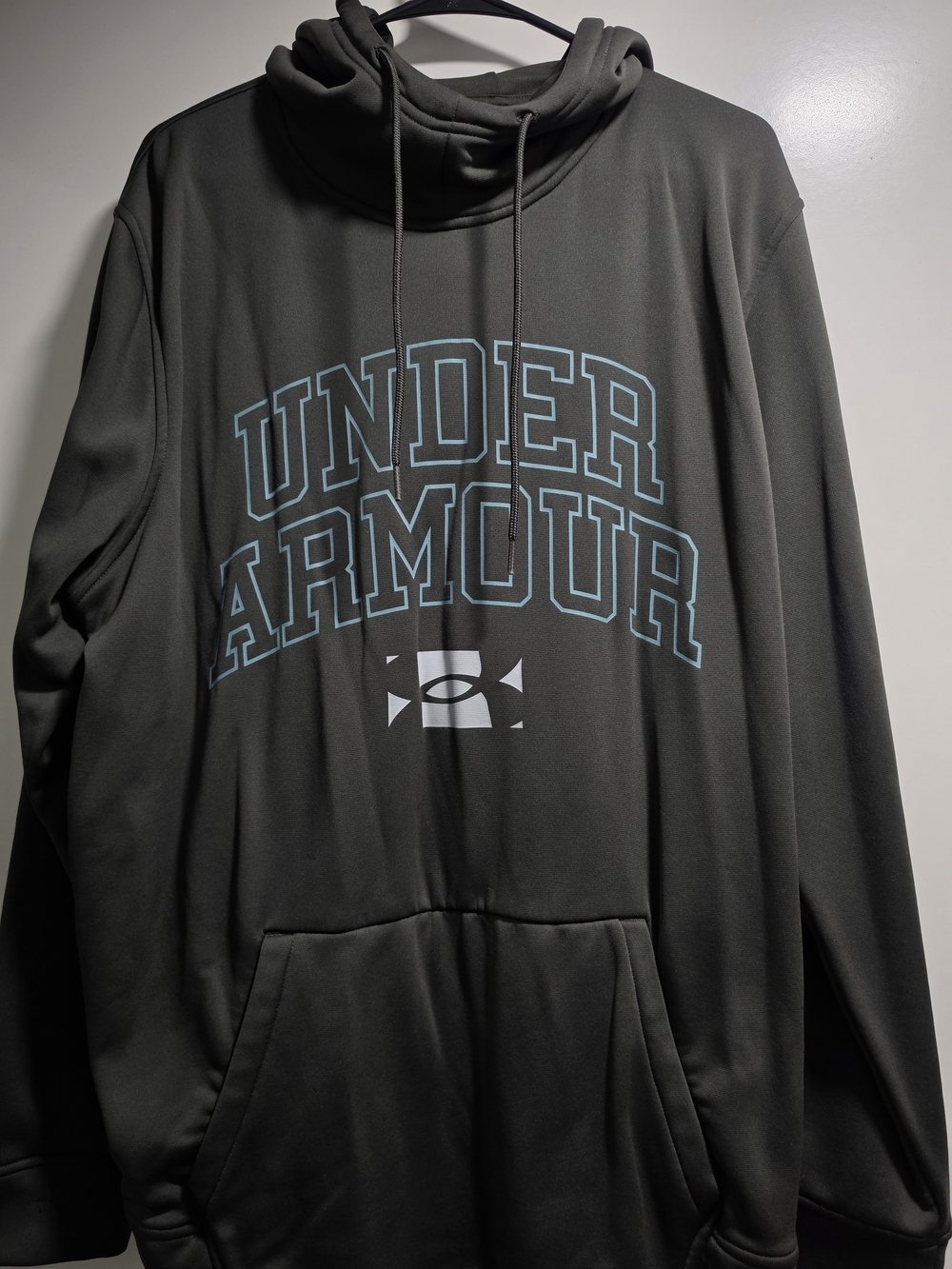 Under Armour Dark Gray Pullover Hoodie with Light Blue Logo